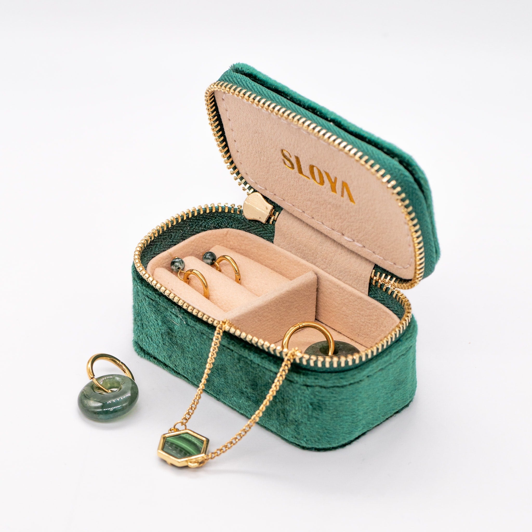 Mini boîte à bijoux velours vert emeraude - SLOYA